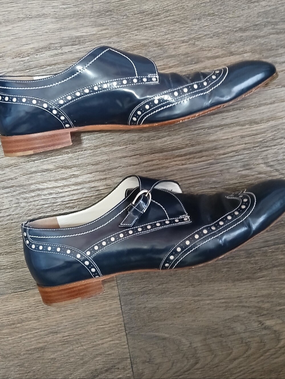 Fratelli Rossetti Made in Italy Blue Leather Wingtip Shoes.